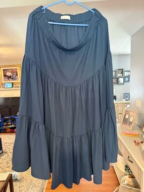 LC Lauren Conrad Navy Blue Tiered Maxi Skirt